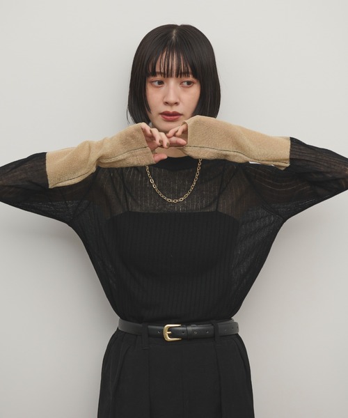 Shelly island（シェリーアイランド） ニット セーター 袖ラメ配色