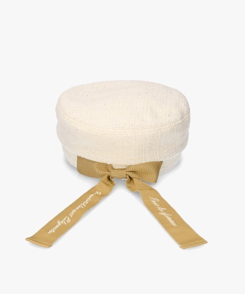 Chapeau d' O Back Ribbon Marine Cas ホワイト Chapeau d' O 帽子 キャスケット Back Ribbon Marine Cas