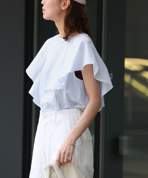 「JOURNAL STANDARD relume」 半袖ブラウス FREE ダークブルー レディース JOURNAL STANDARD relume 「JOURNAL relume」 半袖ブラウス FREE