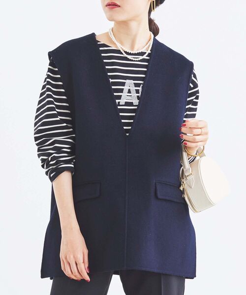 ベスト ジレ リバーVネックベスト レディース le.coeur blanc ベスト ジレ リバーVネックベスト レディース