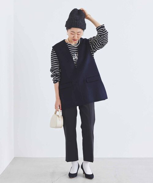 ベスト ジレ リバーVネックベスト レディース le.coeur blanc ベスト ジレ リバーVネックベスト レディース