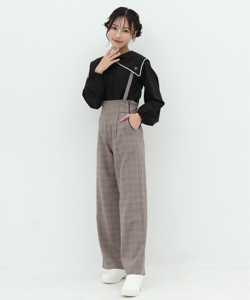 PINKHUNT パンツ ピンクハント ハイウエスト肩紐付き ロング