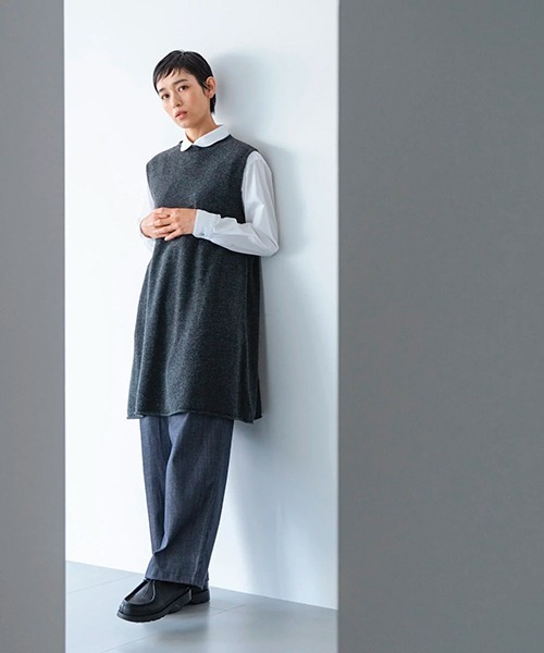 ベスト ジレ ラムウールワンピースベスト レディース