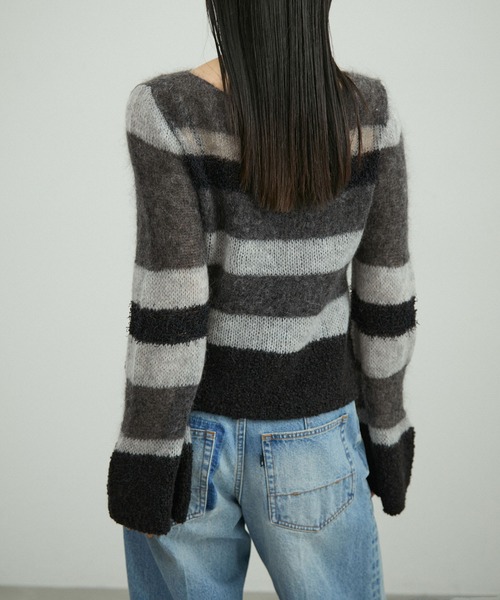 adam et rope ボーダー ニット ADAM ET ROPE' ニット セーター ミックスヤーンボーダーニット