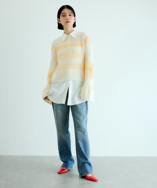 adam et rope ボーダー ニット ADAM ET ROPE' ニット セーター ミックスヤーンボーダーニット
