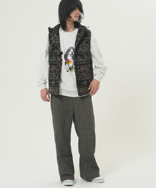 CORISCO（コリスコ） ベスト ジレ ネル総柄プリント中綿フードベスト