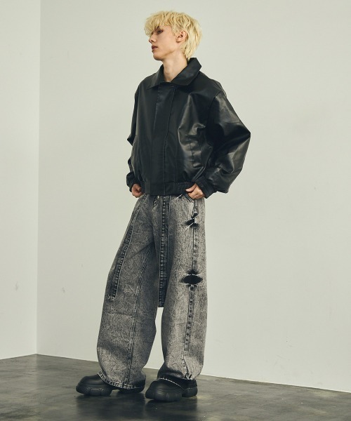 Shoowtime ショート丈レザージャケット Shoowtime（ショウタイム）の「Synthetic leather hooded short
