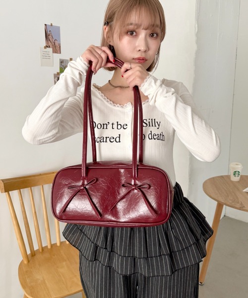 SOLLON. ボストンバッグ ダブルリボンオーバルボストンバッグ  