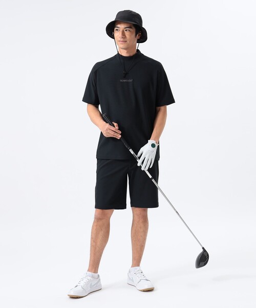 BEAMS GOLF ブラックメッシュTシャツ BEAMS GOLF tシャツ ORANGE LABEL / 切替メッシュ モックネック