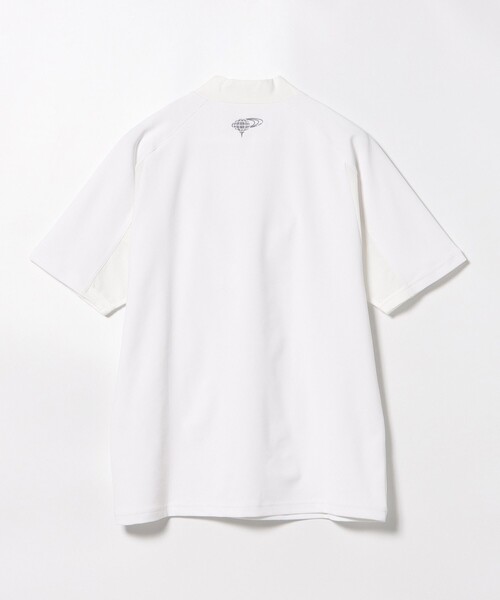 未使用BEAMS GOLF ORANGE LABELモックネックシャツ　ホワイト BEAMS GOLF tシャツ ORANGE LABEL / 切替メッシュ モックネック
