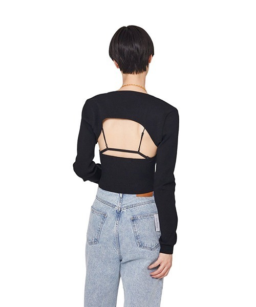 tシャツ Rokh / ロク：CHAIN HALTER NECK KNIT TOP WITH SLEEVE：R24SF302「ANN」 レディース rokh tシャツ Rokh / ロク：CHAIN HALTER NECK KNIT TOP WITH