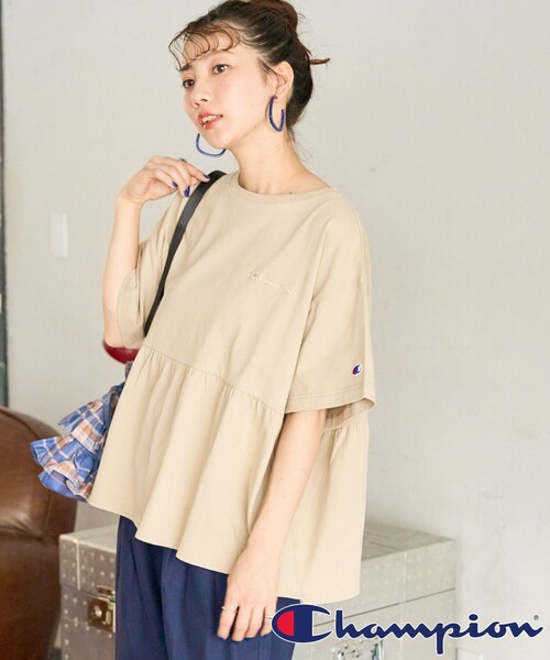 人気 半袖  フンワリフリル Tシャツ チュニック 4つの機能付】ひんやりフリル袖Tシャツチュニック - ベルーナ