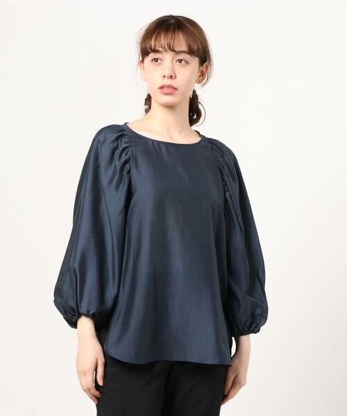 「SHIPS」 7分袖ブラウス ONE SIZE ネイビー レディース