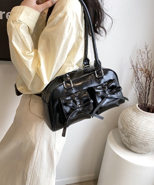 ROOP TOKYO ショルダーバッグ バッグ フェイクレザーダブルリボン