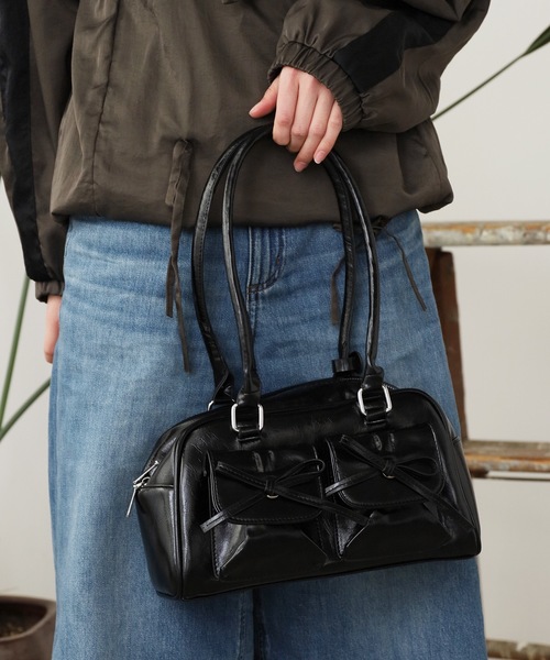 ROOP TOKYO ショルダーバッグ バッグ フェイクレザーダブルリボン