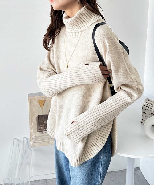 「GeeRA」 タートルネックニット MEDIUM チャコール レディース_画像7