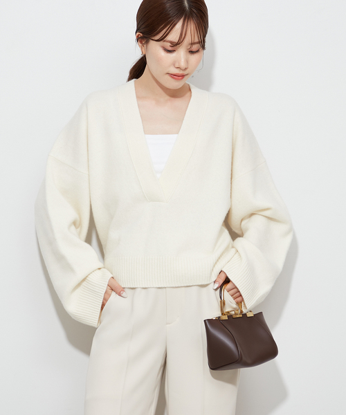 plage（プラージュ） Vネックニット - ホワイト レディース : ZOZOTOWN
