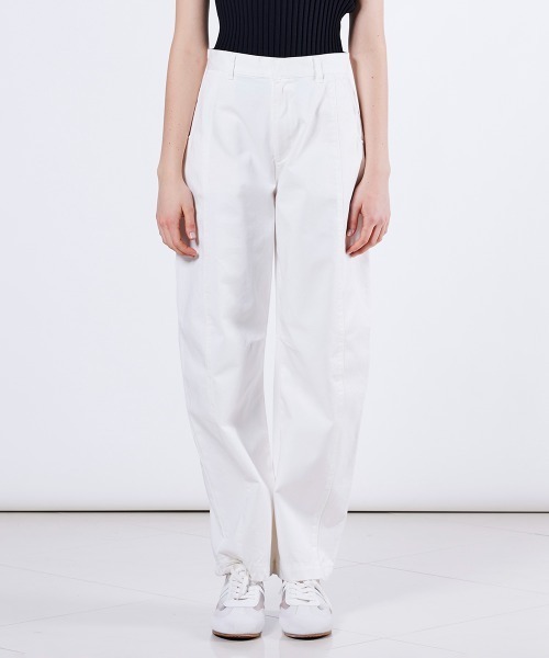 ダブスタ　ストレッチデニム 裾リブ （38）　ホワイト パンツ　カジュアル　上品 DOUBLE STANDARD CLOTHING（ダブルスタンダードクロージング） ワイド