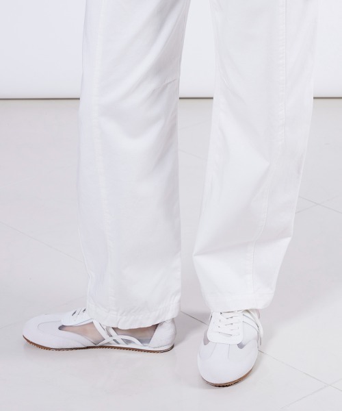 ダブスタ　ストレッチデニム 裾リブ （38）　ホワイト パンツ　カジュアル　上品 DOUBLE STANDARD CLOTHING（ダブルスタンダードクロージング） ワイド