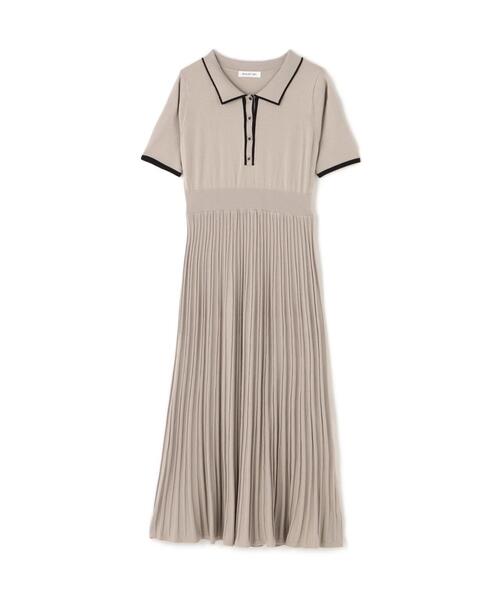 NATURAL BEAUTY BASIC ワンピース バイカラーラインポロニット