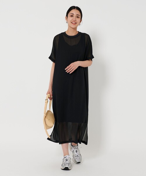 即日発送！ユナイテッドアローズ シフォンレイヤード ドルマンスリーブ ワンピース BEAUTY＆YOUTH UNITED ARROWS ワンピース シフォンレイヤード