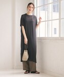 ワンピース 半袖 シフォンレイヤード ドルマン...の詳細画像1