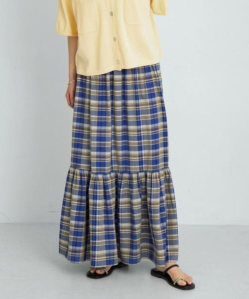 URBAN RESEARCH Sonny Label スカート リネン混マドラスチェック
