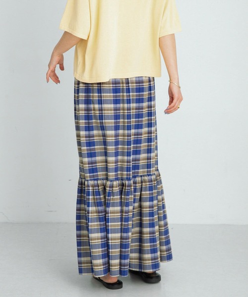 URBAN RESEARCH Sonny Label スカート リネン混マドラスチェック