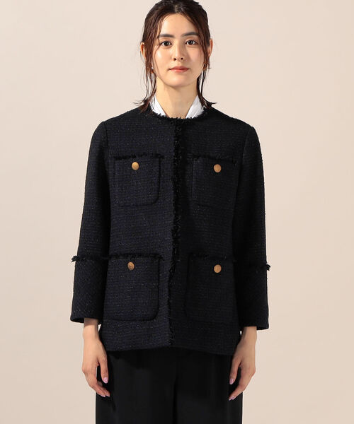 NOLLEY'S」 ツイードジャケット 36 ネイビー レディース