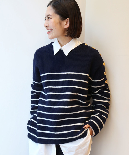 Deuxieme Classe（ドゥーズィエムクラス） 長袖ニット - ネイビー