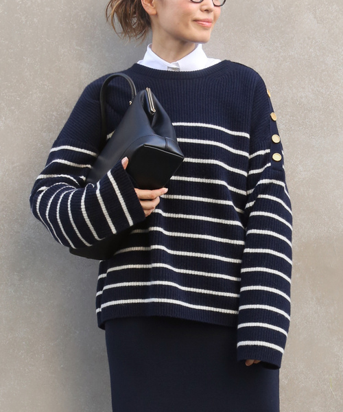 Deuxieme Classe（ドゥーズィエムクラス） 長袖ニット - ネイビー