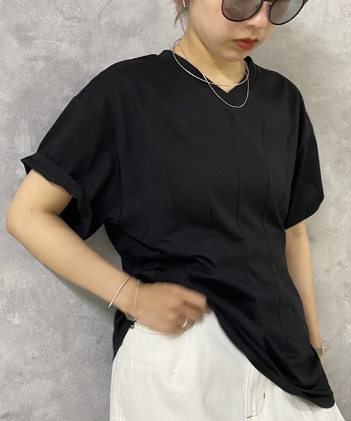 tシャツ 「Scrap Book」タックカットソー レディース