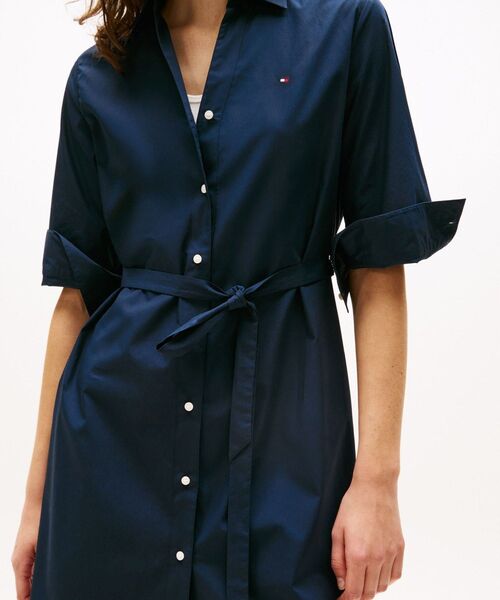 トミー ヒルフィガー（ ）/コットン3/4スリーブシャツワンピース TOMMY HILFIGER（トミー・ヒルフィガー） ワンピース コットン3/4