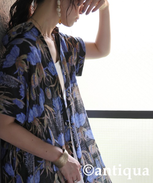 antiqua シャツワンピース 花柄シャツワンピース : ZOZOTOWN