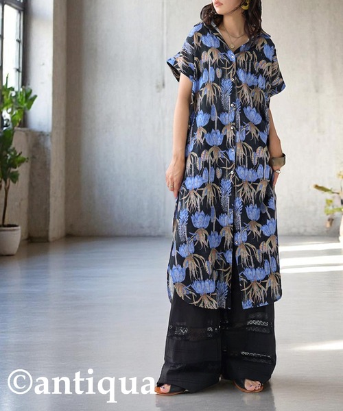 antiqua シャツワンピース 花柄シャツワンピース : ZOZOTOWN
