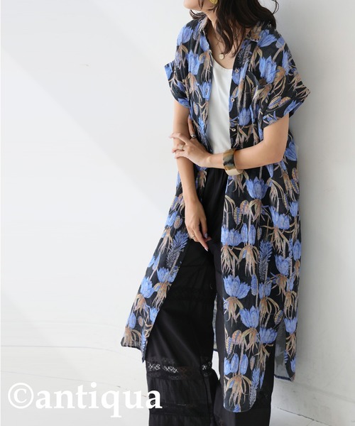 antiqua シャツワンピース 花柄シャツワンピース : ZOZOTOWN