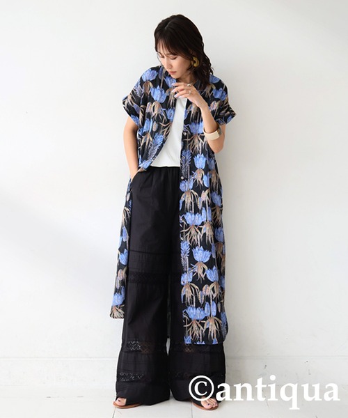 antiqua シャツワンピース 花柄シャツワンピース : ZOZOTOWN