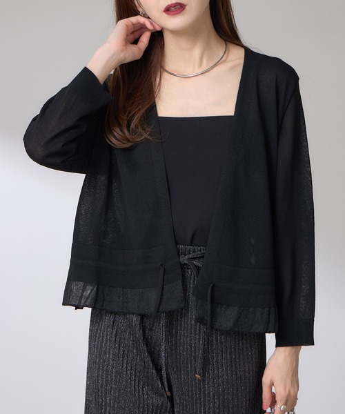 otama✨ 新品タグ付 パドカレ✳️ロングシアーカーディガン【36】黒 シアーカーディガン カーディガン レディース トップス 長袖