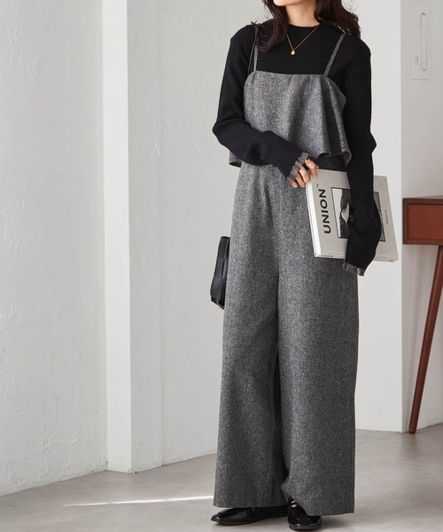 RANAN（ラナン） サロペット オーバーオール ツイードフリルサロペット