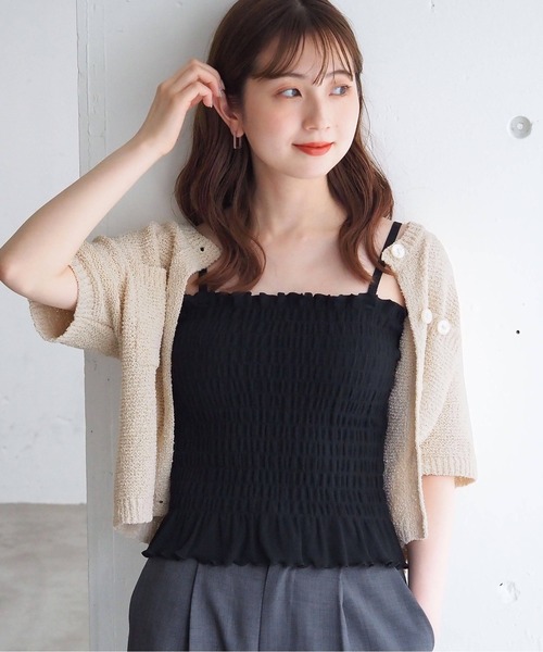 シャーリングキャミソール♡ セール】カップ付きシャーリングキャミソール（キャミソール）｜tiptop