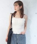 カップ付き キャミソール カップ付シャーリング...の詳細画像3