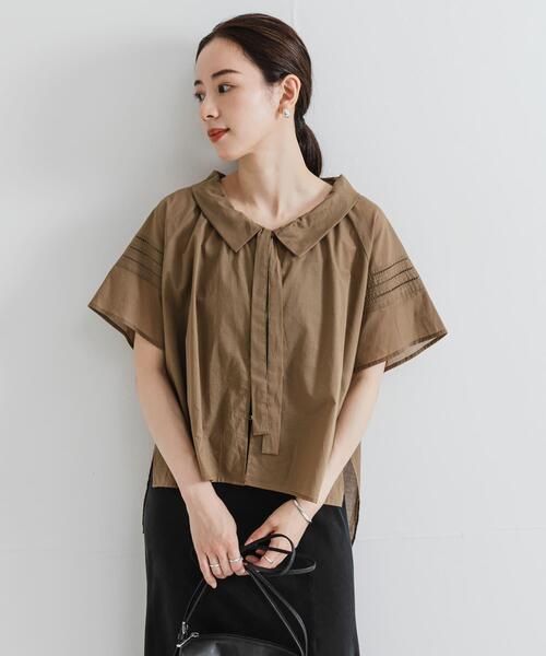 URBAN RESEARCH ブラウス シャツ ハーフスリーブフリルカラー