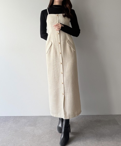 mipiarl ワンピース 薄手ツイードタイトキャミワンピース : ZOZOTOWN