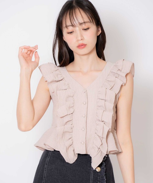 Noela❤︎大人可愛い綺麗めフリルブラウス ノエラ Noela ラッフルフリルブラウス （ブラック