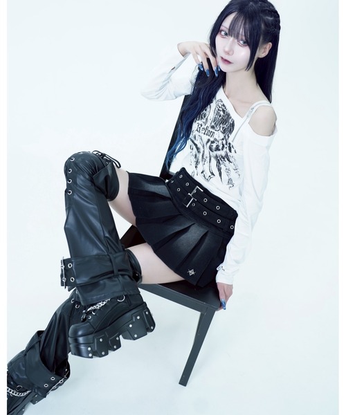 REFLEM（レフレム） スカート 「REFLEM/レフレム」ベルト付きプリーツ