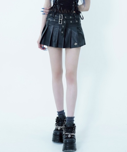 REFLEM（レフレム） スカート 「REFLEM/レフレム」ベルト付きプリーツ