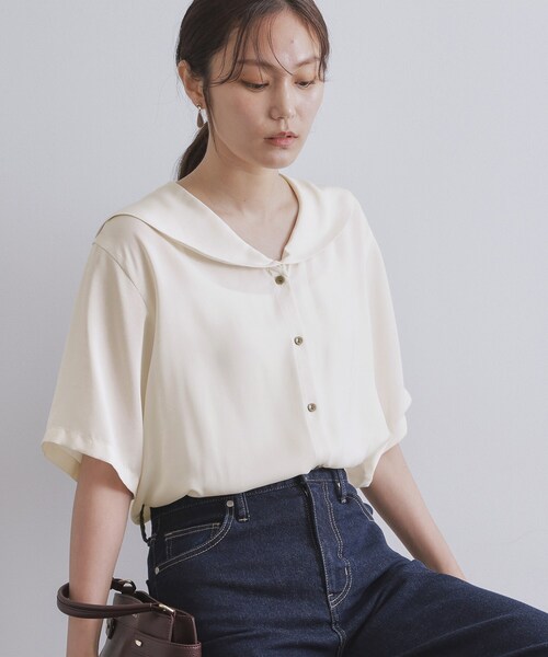 【美品】cen.セーラーカラーブラウス白M サニークラウズ セーラーカラーブラウス〈レディース〉白｜Sunny