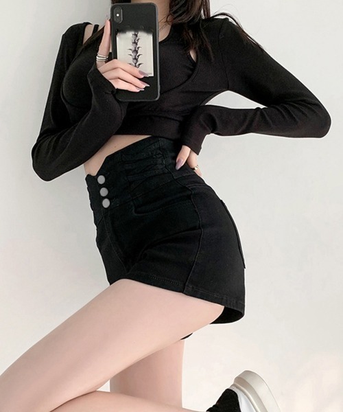 「Miniministore」 デニムショートパンツ M ブラック レディース