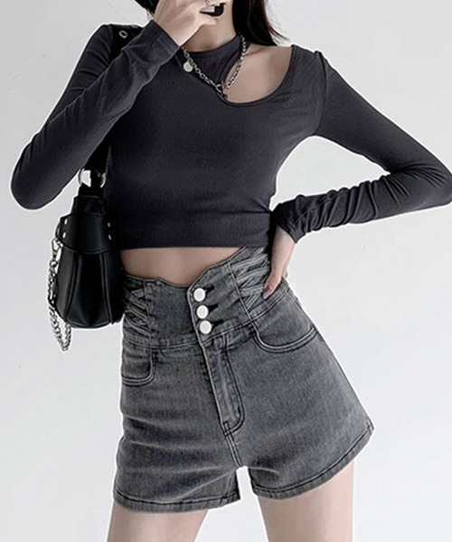 「Miniministore」 デニムショートパンツ M ブラック レディース