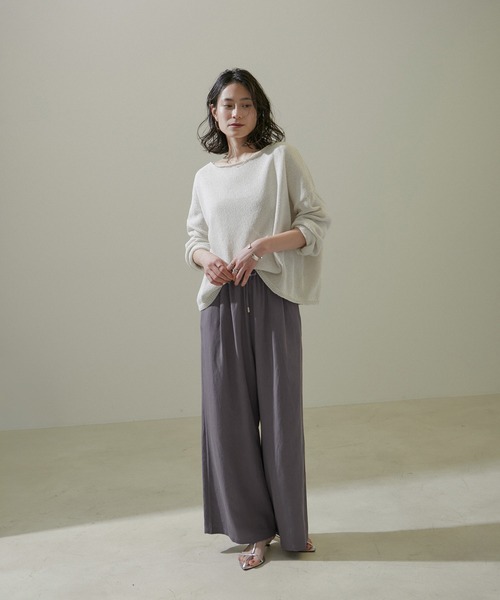 「SALON adam et rope'」 イージーパンツ FREE チャコールグレー レディース_画像2